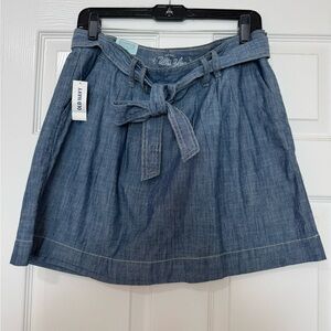 Old Navy Short Chambray Skirt Side Zip w/ Tie Belt Pockets Size 10